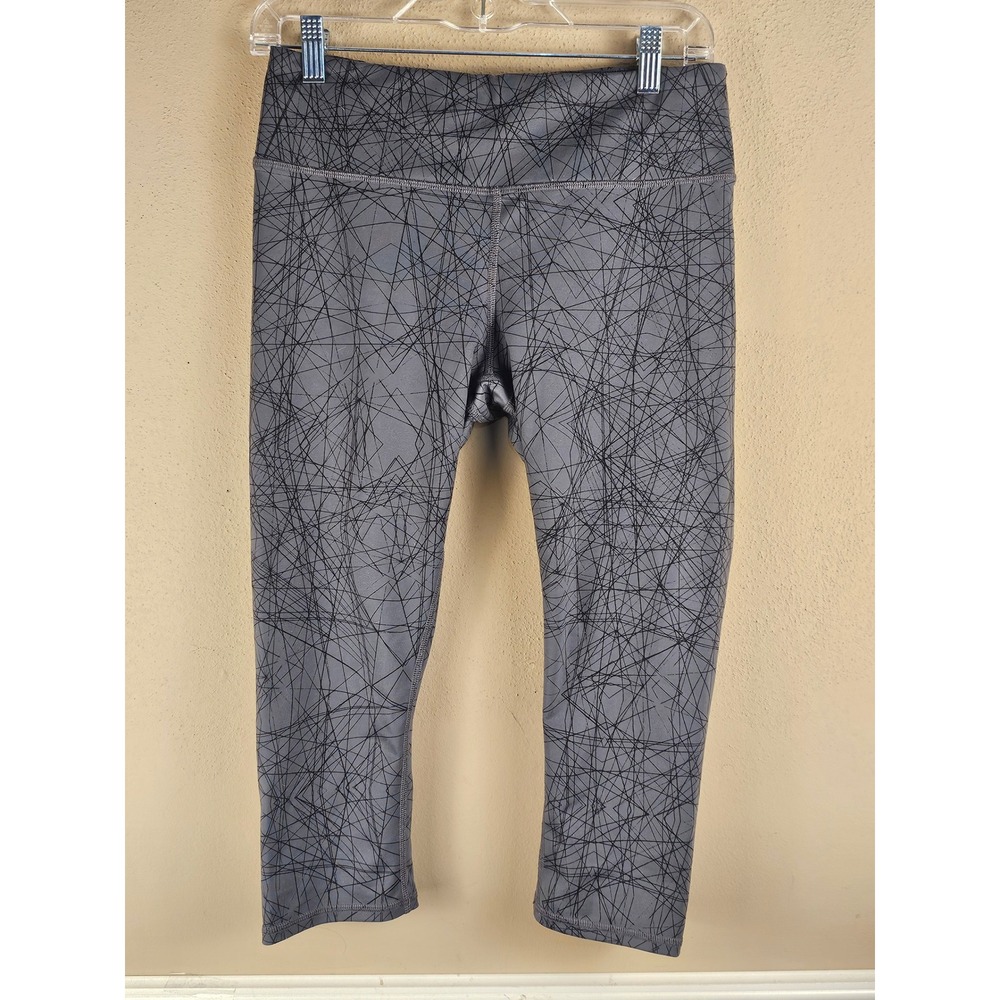 Alo Yoga Womens Gray Black Geometric Print Capri Leggings Medium